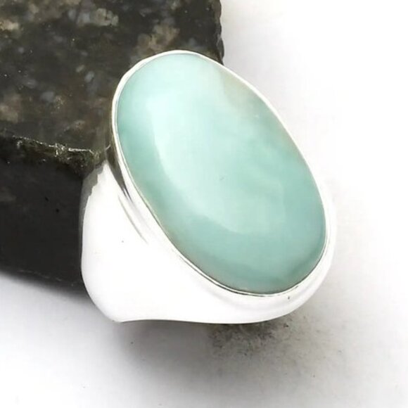 Larimar Gemstone Sterling Silver Man's Ring Sz10 - Picture 1 of 3